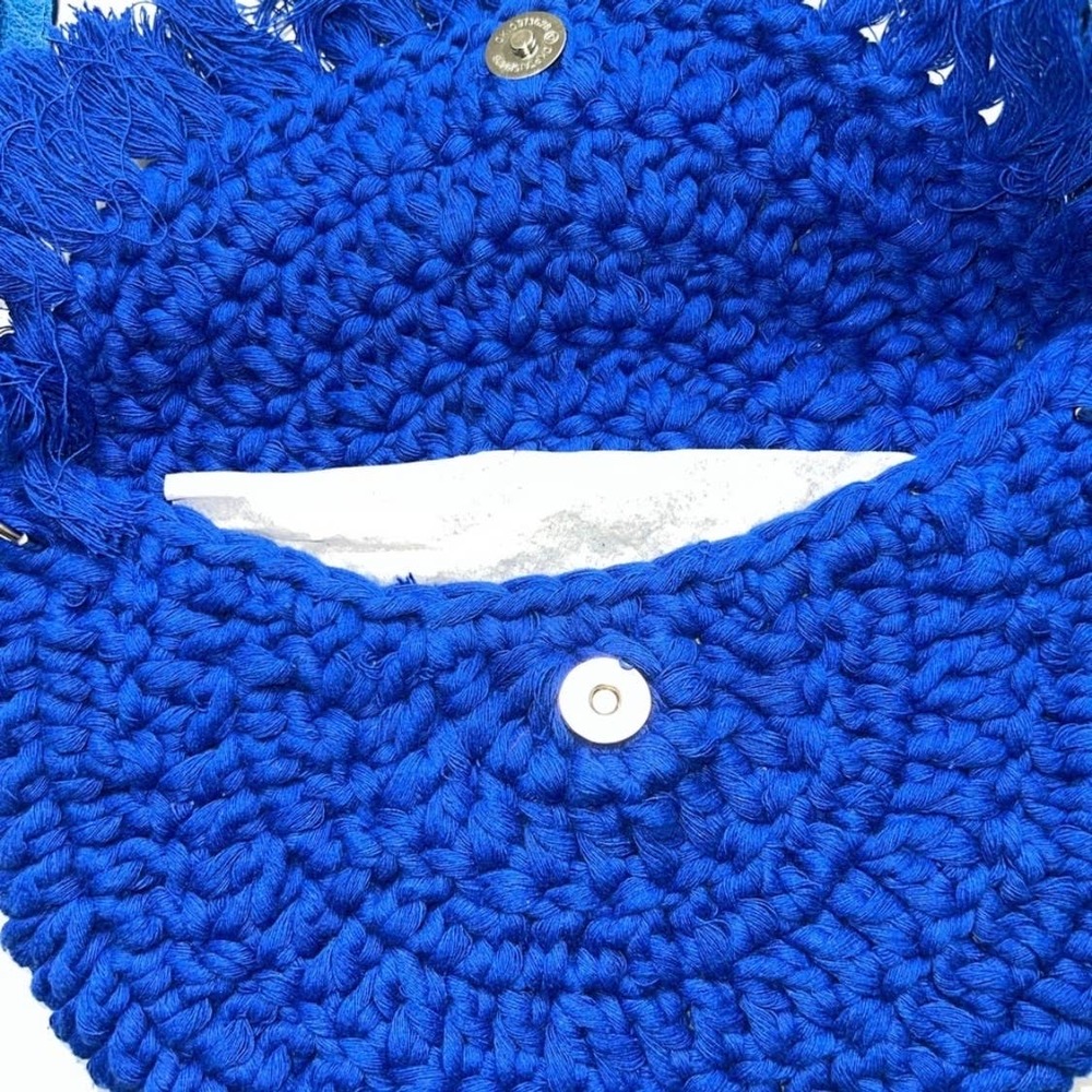 NEW Free People Macrame Moon Blue Boho Crossbody Bag - Picture 4 of 10